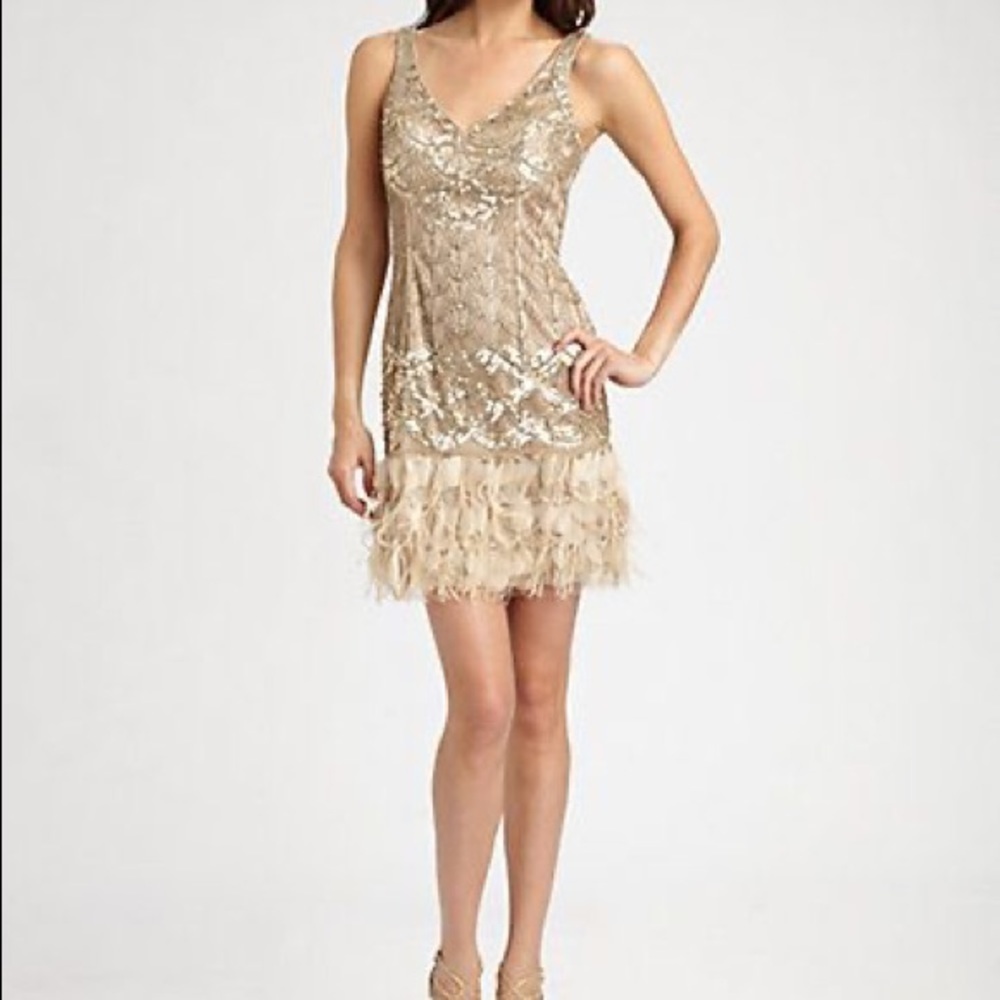 Sue Wong 1920’s Sequin and Feathers  Flapper Dress